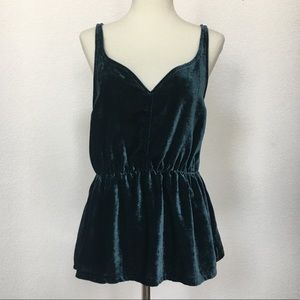 🍉NWT🍉 Ecoté teal velvet camisole top sz S